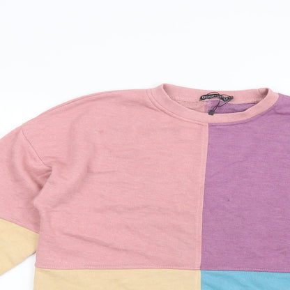 Boohoo Womens Multicoloured Colourblock Polyester Pullover Sweatshirt Size 10  Pullover