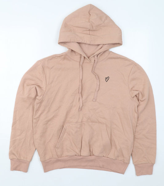 H&M Womens Pink  Cotton Pullover Hoodie Size M  Pullover - Heart