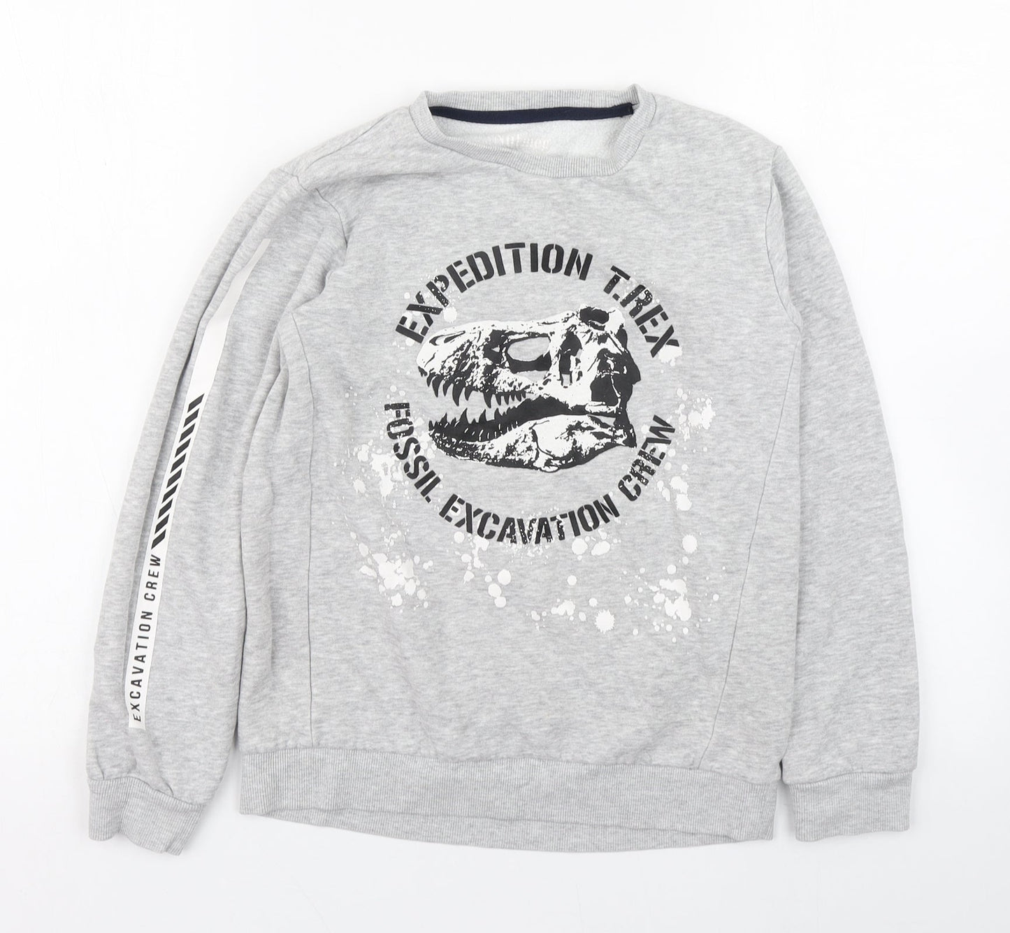 Nutmeg Girls Grey  Cotton Pullover Sweatshirt Size 9-10 Years  Pullover - T-Rex