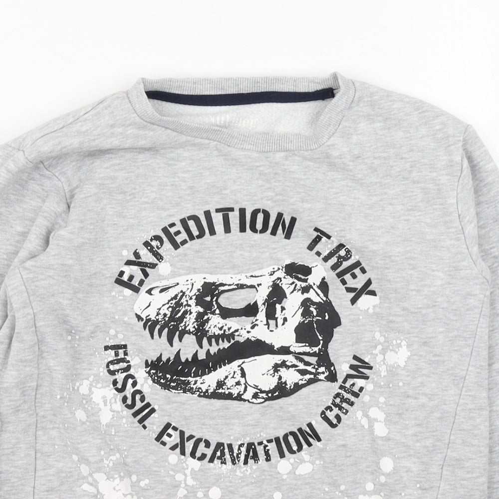 Nutmeg Girls Grey  Cotton Pullover Sweatshirt Size 9-10 Years  Pullover - T-Rex