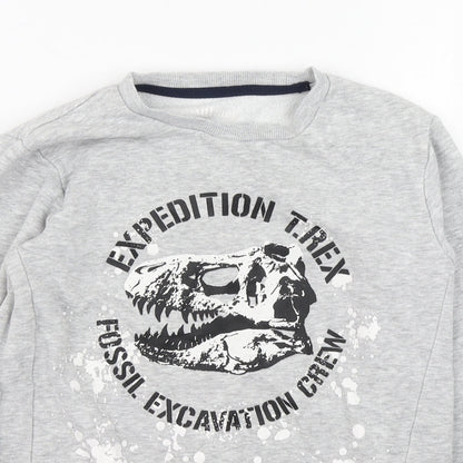 Nutmeg Girls Grey  Cotton Pullover Sweatshirt Size 9-10 Years  Pullover - T-Rex