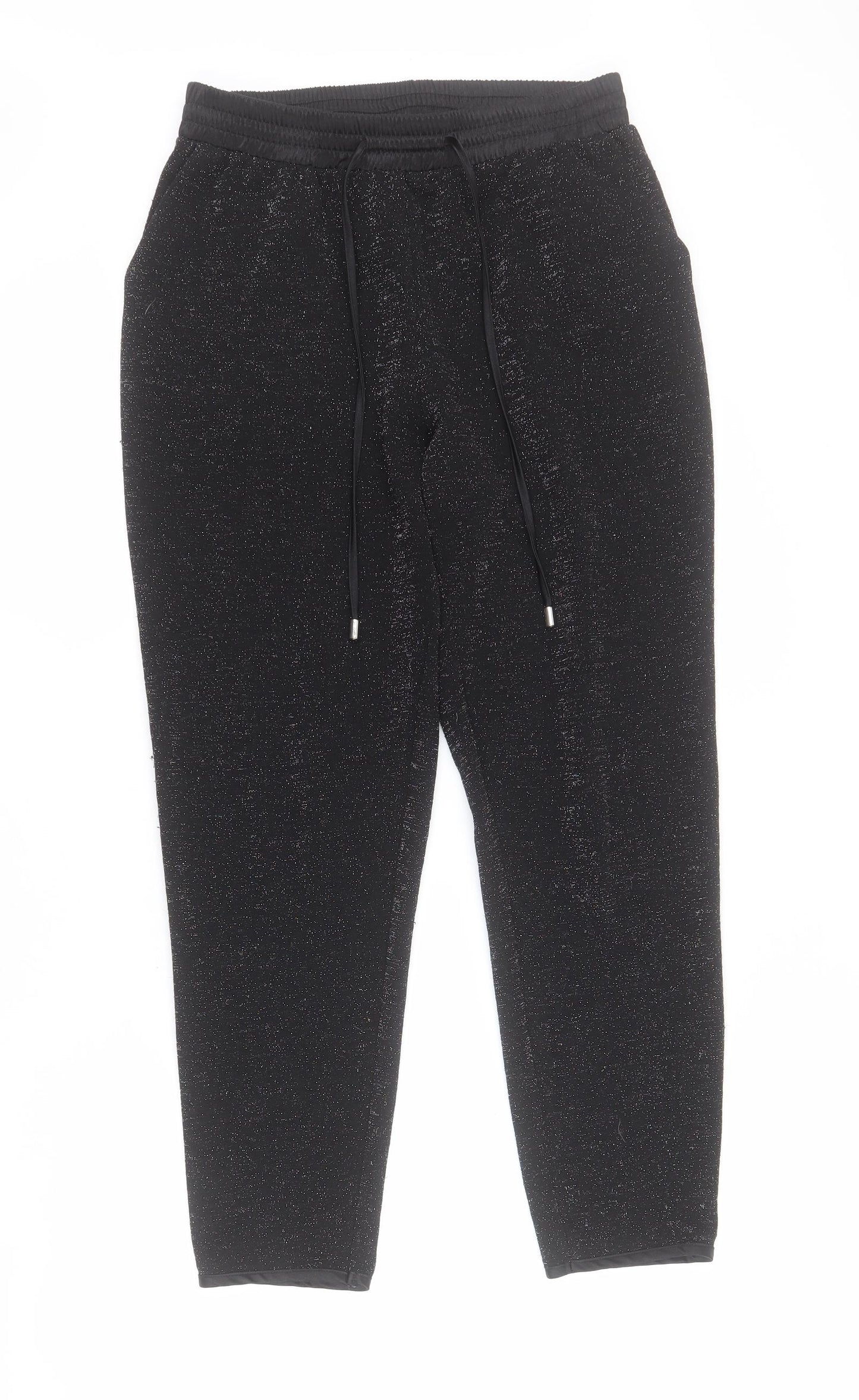 George Womens Black  Polyester Carrot Trousers Size 10 L25 in Regular Drawstring