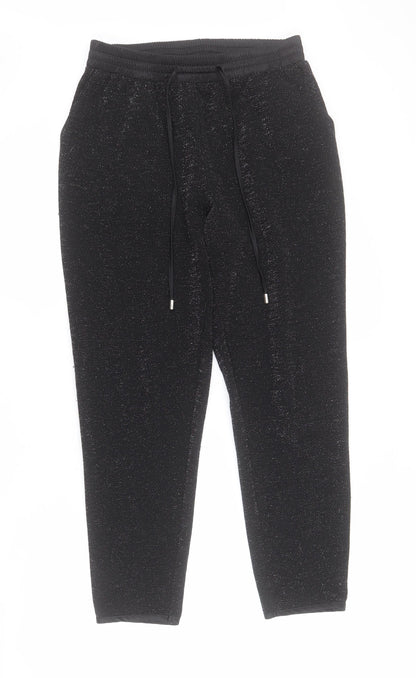 George Womens Black  Polyester Carrot Trousers Size 10 L25 in Regular Drawstring