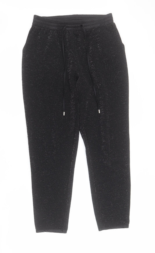 George Womens Black  Polyester Carrot Trousers Size 10 L25 in Regular Drawstring