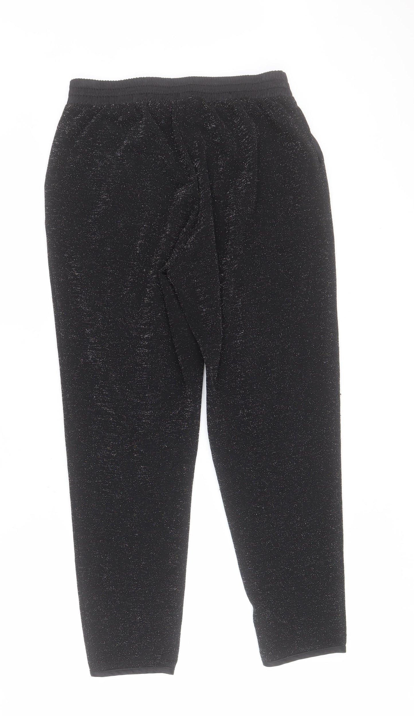 George Womens Black  Polyester Carrot Trousers Size 10 L25 in Regular Drawstring