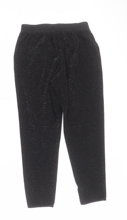 George Womens Black  Polyester Carrot Trousers Size 10 L25 in Regular Drawstring