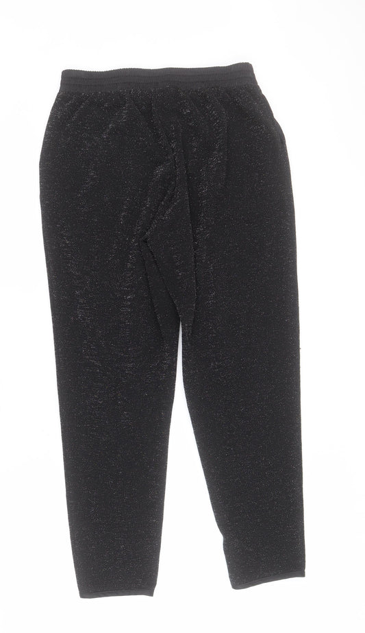 George Womens Black  Polyester Carrot Trousers Size 10 L25 in Regular Drawstring
