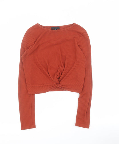 Womens UK Size 8 New Look Orange Cropped T-Shirt