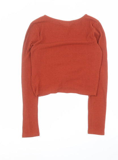 Womens UK Size 8 New Look Orange Cropped T-Shirt