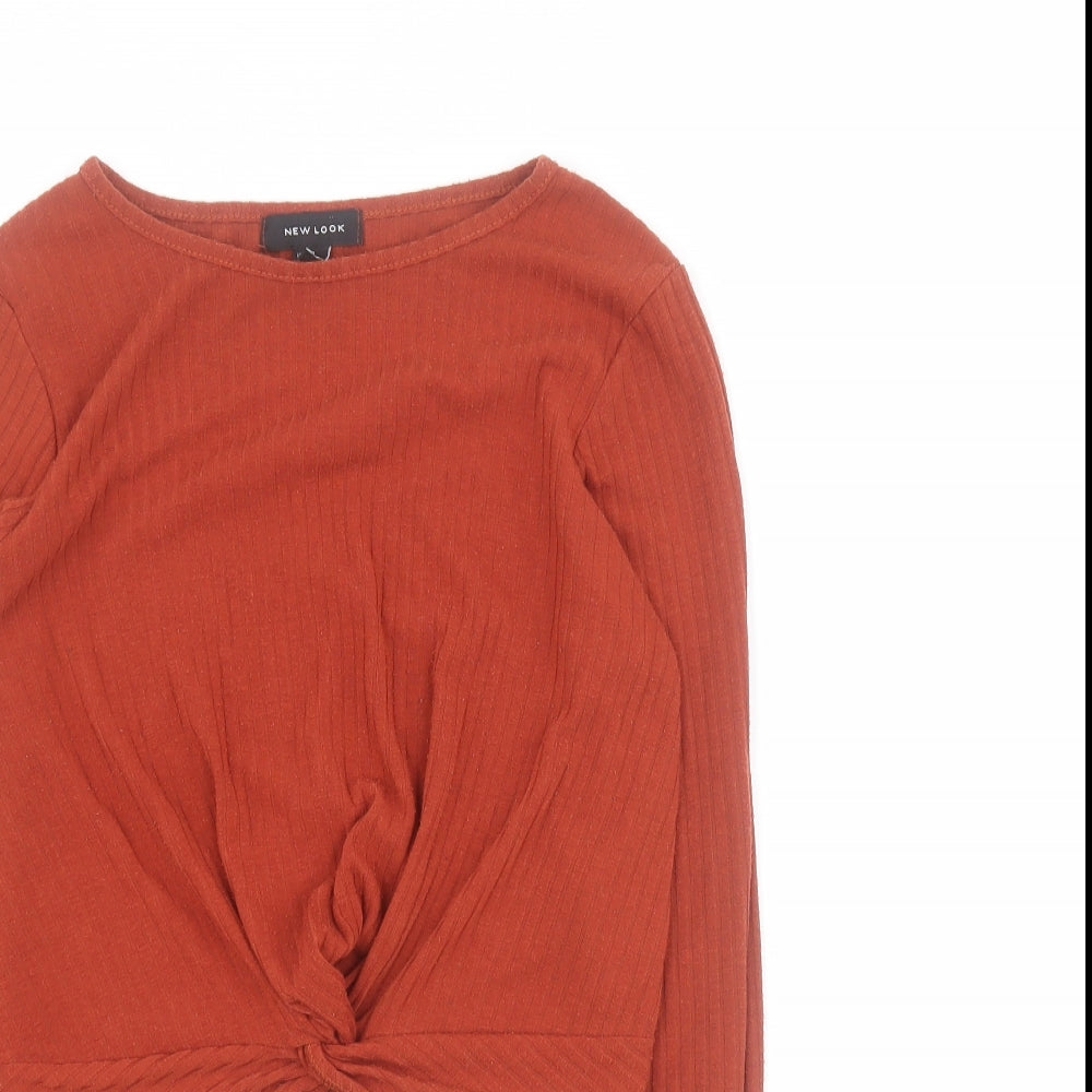Womens UK Size 8 New Look Orange Cropped T-Shirt