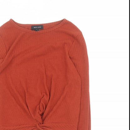 Womens UK Size 8 New Look Orange Cropped T-Shirt