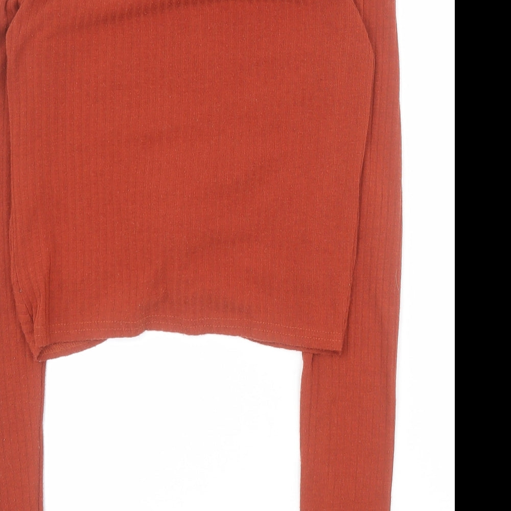 Womens UK Size 8 New Look Orange Cropped T-Shirt