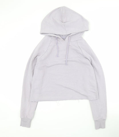 New Look Womens Purple  Cotton Pullover Hoodie Size 10  Pullover - Cropped