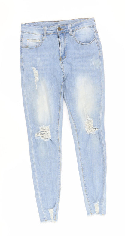 SheIn Womens Blue  Cotton Skinny Jeans Size S L26 in Regular Zip