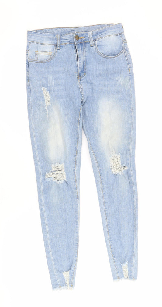 SheIn Womens Blue  Cotton Skinny Jeans Size S L26 in Regular Zip