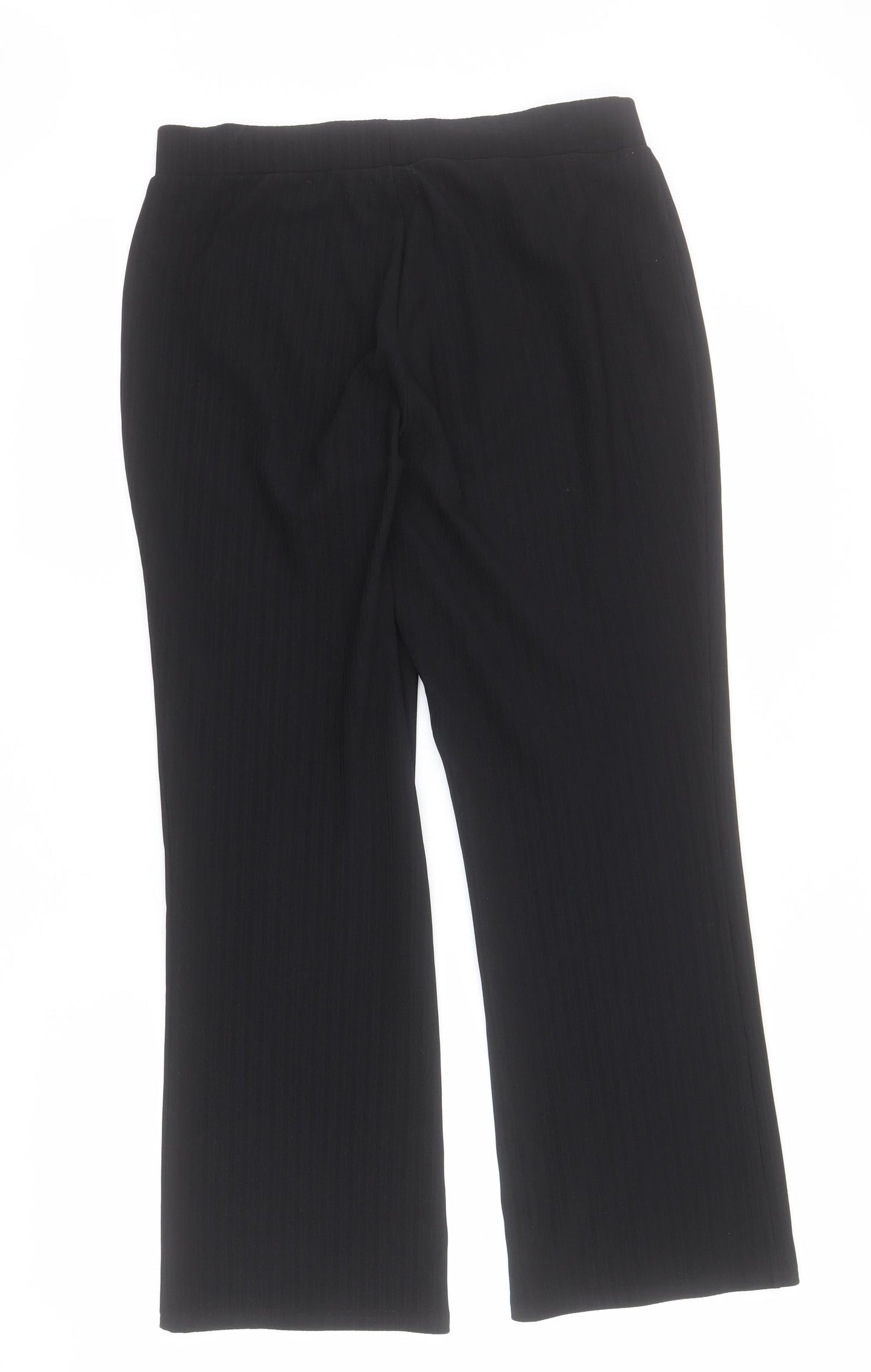 Matalan Womens Black  Polyester Cropped Trousers Size 12 L27 in Regular  - Ribbed
