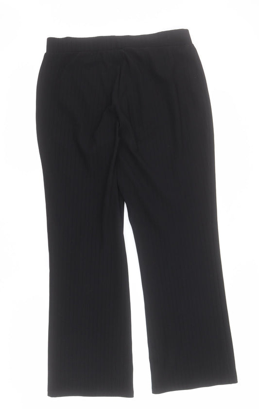 Matalan Womens Black  Polyester Cropped Trousers Size 12 L27 in Regular  - Ribbed