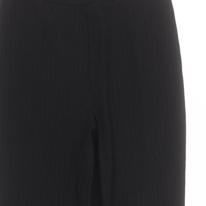 Matalan Womens Black  Polyester Cropped Trousers Size 12 L27 in Regular  - Ribbed