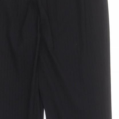 Matalan Womens Black  Polyester Cropped Trousers Size 12 L27 in Regular  - Ribbed