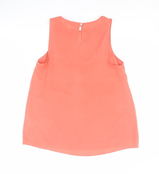 Primark Womens Orange  Polyester Basic Tank Size 10 Square Neck