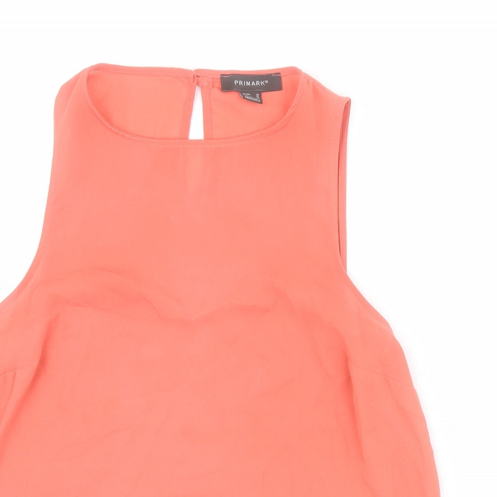 Primark Womens Orange  Polyester Basic Tank Size 10 Square Neck