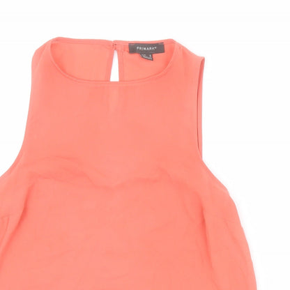 Primark Womens Orange  Polyester Basic Tank Size 10 Square Neck