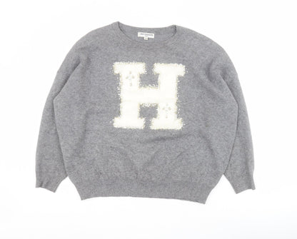 J&H Fashion Womens Grey Crew Neck  Polyester Pullover Jumper Size S   - H