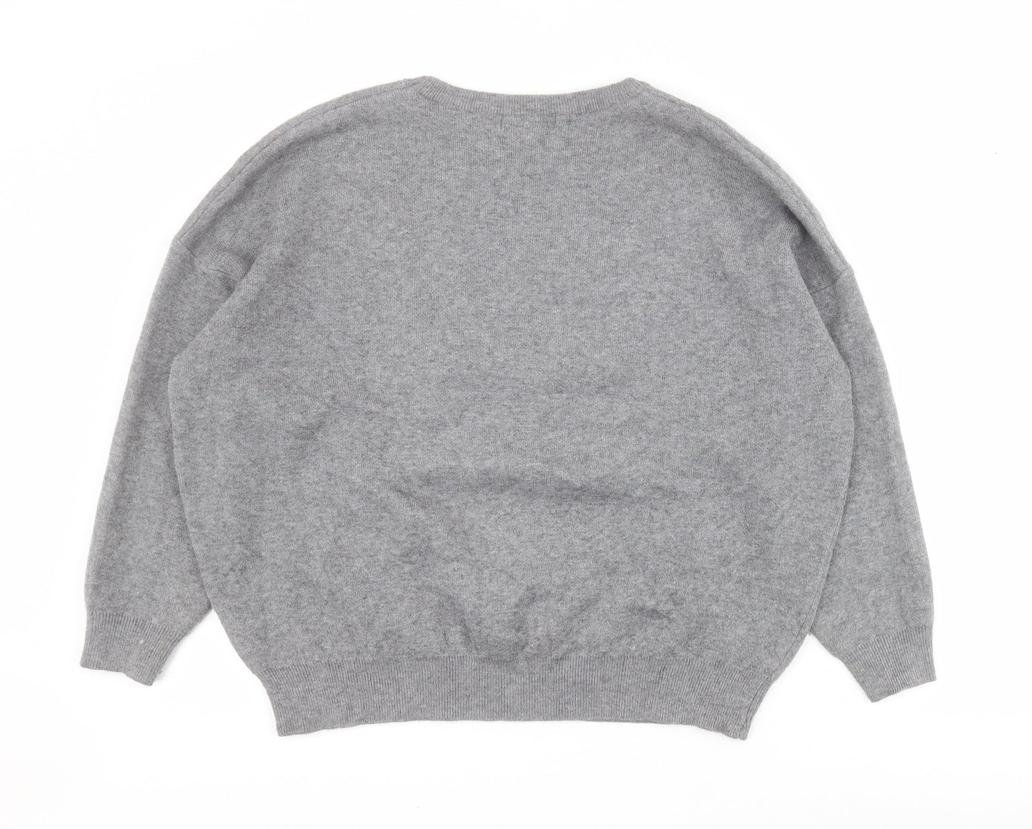 J&H Fashion Womens Grey Crew Neck  Polyester Pullover Jumper Size S   - H