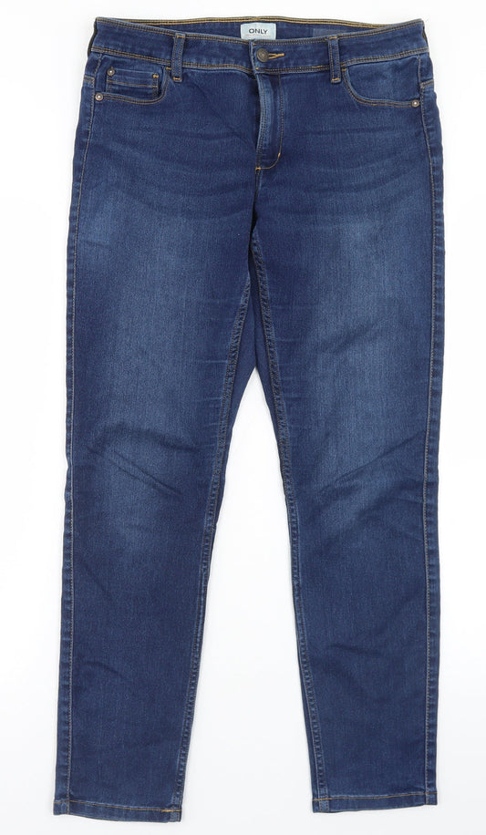 Only Womens Blue  Cotton Skinny Jeans Size 32 in L28 in Regular Button
