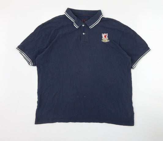 Liverpool FC Mens Blue  Cotton  Polo Size L Collared Button
