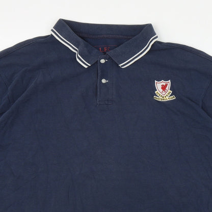 Liverpool FC Mens Blue  Cotton  Polo Size L Collared Button