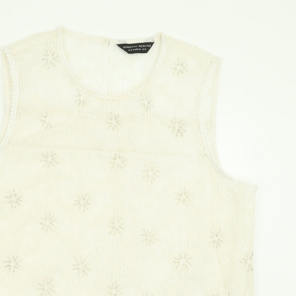 Womens UK Size 14 Dorothy Perkins Ivory Basic Tank