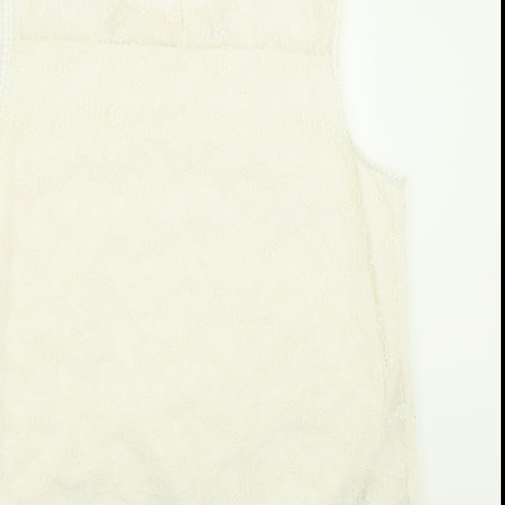Womens UK Size 14 Dorothy Perkins Ivory Basic Tank