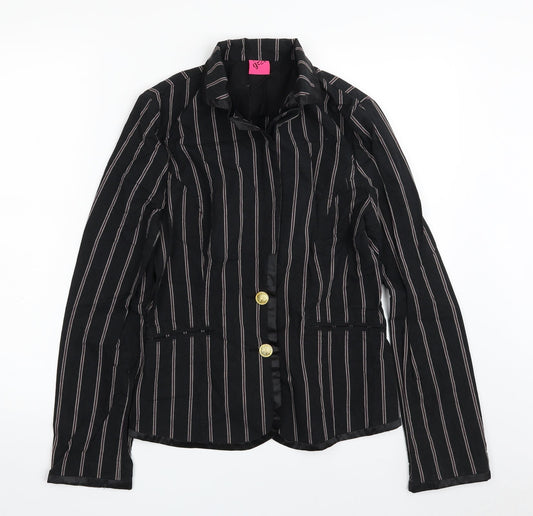 George Womens Black Striped  Jacket  Size 12  Button