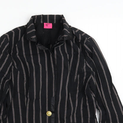George Womens Black Striped  Jacket  Size 12  Button