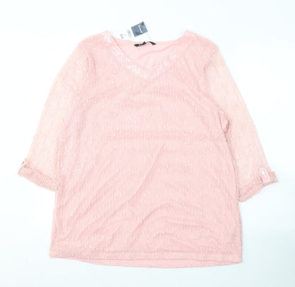 Womens UK Size 16 Bonmarché Pink Pullover Jumper