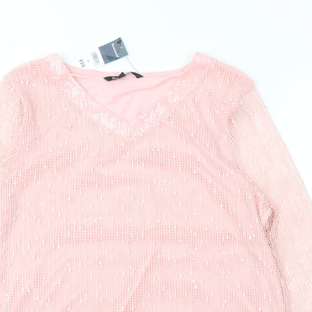 Womens UK Size 16 Bonmarché Pink Pullover Jumper