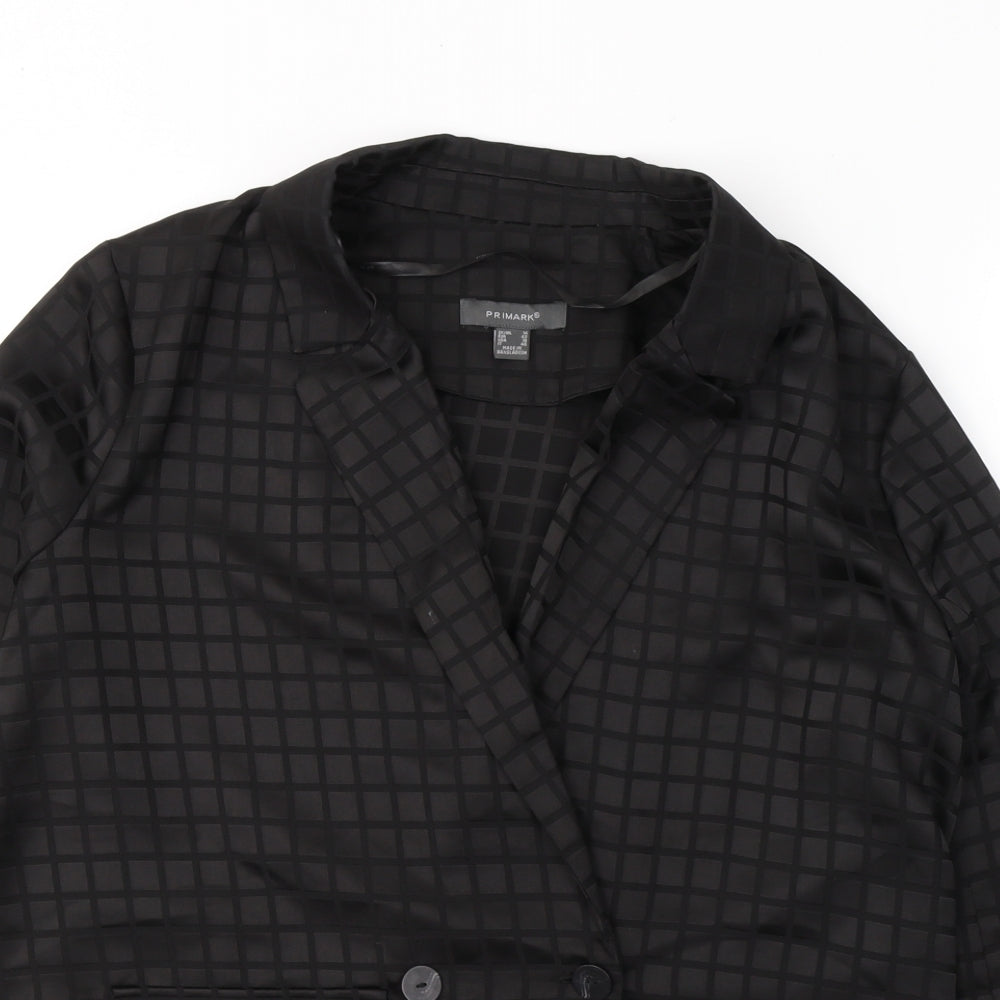 Primark Womens Black Geometric Polyester Jacket Blazer Size 14
