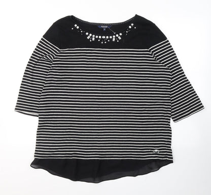 Womens UK Size 2 Debenhams Black Jersey T-Shirt