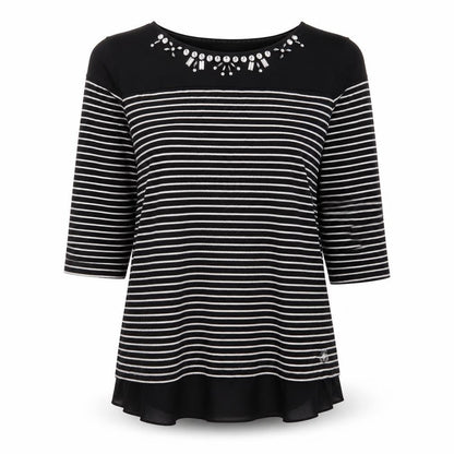 Womens UK Size 2 Debenhams Black Jersey T-Shirt
