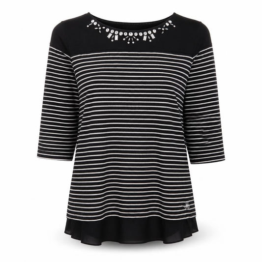Womens UK Size 2 Debenhams Black Jersey T-Shirt