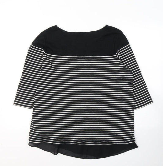 Womens UK Size 2 Debenhams Black Jersey T-Shirt