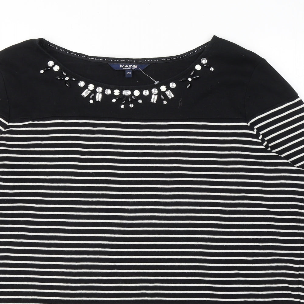 Womens UK Size 2 Debenhams Black Jersey T-Shirt