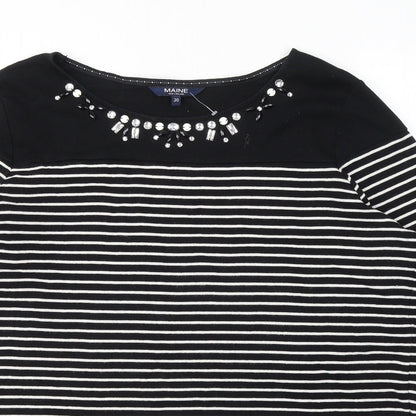 Womens UK Size 2 Debenhams Black Jersey T-Shirt