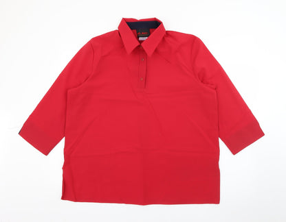 Mens UK Size XL Mr. Max Red  Button-Up 3/4 Sleeve Casual Shirt