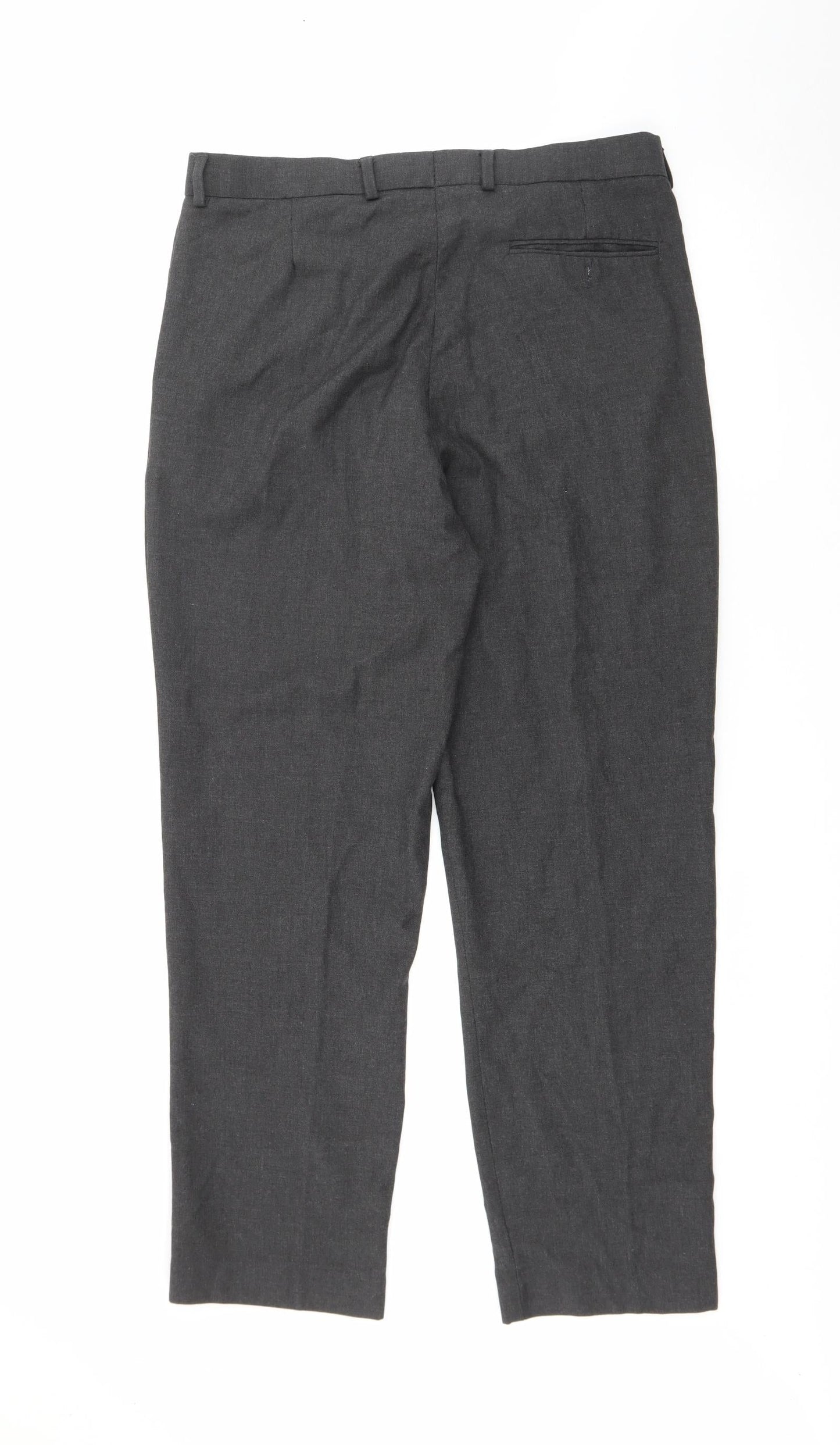Preworn Mens Grey  Polyester Trousers  Size 34 in L28 in Regular Button