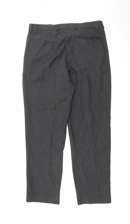 Preworn Mens Grey  Polyester Trousers  Size 34 in L28 in Regular Button