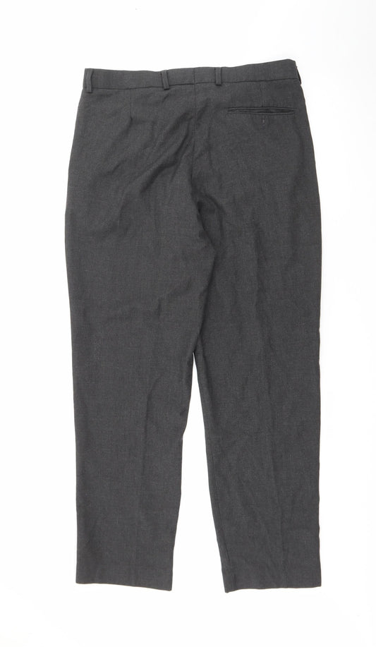 Preworn Mens Grey  Polyester Trousers  Size 34 in L28 in Regular Button
