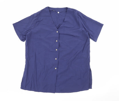 Womens UK Size 16 Preworn Blue Basic Button-Up
