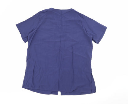 Womens UK Size 16 Preworn Blue Basic Button-Up